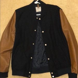 Bershka Navy/Brown bomber jacket
